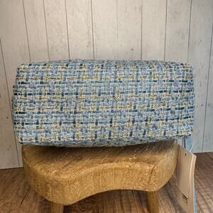 Tweed Pouch with Removable Wristlet Strap Blue Cosmetics Bag NEW FAST SHIP